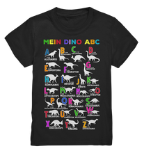 Laden Sie das Bild in den Galerie-Viewer, Dinosaurier ABC Kinder Schulkind Dino Alphabet T-Shirt
