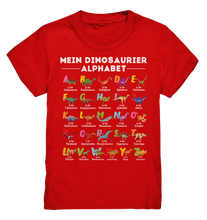 Laden Sie das Bild in den Galerie-Viewer, Schulkind Dino ABC Kinder Dinosaurier Alphabet T-Shirt
