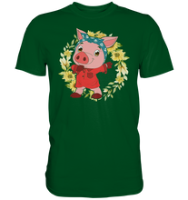 Laden Sie das Bild in den Galerie-Viewer, Schweinchen Sonnenblumen T-Shirt Dabbing Schwein Gärtner Geschenk