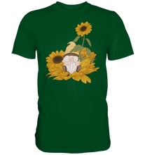 Laden Sie das Bild in den Galerie-Viewer, Gartenzwerg Sonnenblumen T-Shirt Garten Motiv Gärtner Geschenk