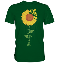 Laden Sie das Bild in den Galerie-Viewer, Dino Sonnenblumen T-Shirt Garten Dinosaurier Motiv Gärtner Geschenk