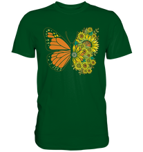 Laden Sie das Bild in den Galerie-Viewer, Schmetterling Sonnenblumen T-Shirt Garten Gärtner Geschenk