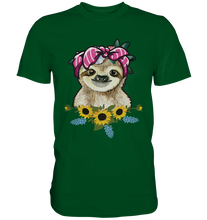 Laden Sie das Bild in den Galerie-Viewer, Faultier Sonnenblumen T-Shirt Gärtner Geschenk Garten Motiv