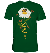 Laden Sie das Bild in den Galerie-Viewer, Faith Gänseblümchen Schmetterling Christlicher Gärtner Shirt Garten Motiv