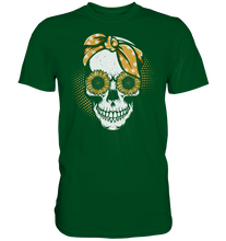 Laden Sie das Bild in den Galerie-Viewer, Totenkopf Sonnenblumen T-Shirt Garten Motiv Gärtner Geschenk