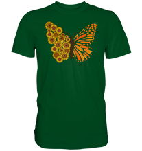 Laden Sie das Bild in den Galerie-Viewer, Sonnenblumen Schmetterling T-Shirt Garten Motiv Gärtner Geschenk
