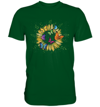 Laden Sie das Bild in den Galerie-Viewer, Sonnenblumen Schmetterlinge Shirt Garten Motiv Gärtner Geschenk