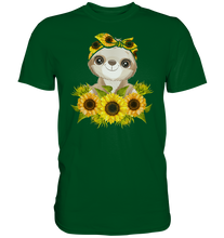 Laden Sie das Bild in den Galerie-Viewer, Faultier Sonnenblumen T-Shirt Garten Motiv Gärtner Geschenk