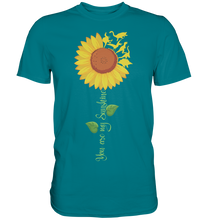 Laden Sie das Bild in den Galerie-Viewer, Dino Sonnenblumen T-Shirt Garten Dinosaurier Motiv Gärtner Geschenk