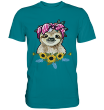 Laden Sie das Bild in den Galerie-Viewer, Faultier Sonnenblumen T-Shirt Gärtner Geschenk Garten Motiv