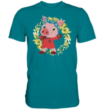 Laden Sie das Bild in den Galerie-Viewer, Schweinchen Sonnenblumen T-Shirt Dabbing Schwein Gärtner Geschenk