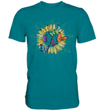 Laden Sie das Bild in den Galerie-Viewer, Sonnenblume Bunte Schmetterlinge T-Shirt
