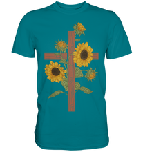 Laden Sie das Bild in den Galerie-Viewer, Religion Sonnenblumen Kreuz T-Shirt Christlicher Gärtner Geschenk
