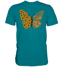 Laden Sie das Bild in den Galerie-Viewer, Sonnenblumen Schmetterling T-Shirt Garten Motiv Gärtner Geschenk