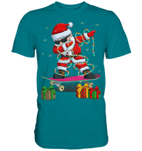 Laden Sie das Bild in den Galerie-Viewer, Dabbing Santa Skatboard Weihnachtsmann Lichterkette T-Shirt
