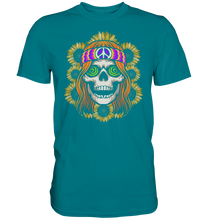 Laden Sie das Bild in den Galerie-Viewer, Hippie Totenkopf Sonnenblumen T-Shirt Gärtner Geschenk Garten