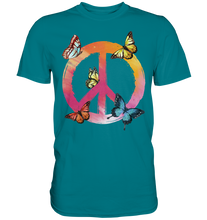 Laden Sie das Bild in den Galerie-Viewer, Buntes Peace Symbol Frauen Schmetterling T-Shirt