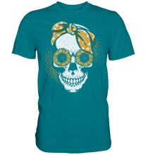 Laden Sie das Bild in den Galerie-Viewer, Totenkopf Sonnenblumen T-Shirt Garten Motiv Gärtner Geschenk