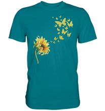 Laden Sie das Bild in den Galerie-Viewer, Schmetterling Sonnenblumen T-Shirt Garten Motiv Gärtner Geschenk Sommer