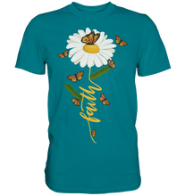 Laden Sie das Bild in den Galerie-Viewer, Faith Gänseblümchen Schmetterling Christlicher Gärtner Shirt Garten Motiv