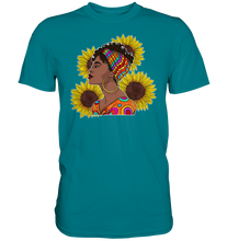 Laden Sie das Bild in den Galerie-Viewer, Stolze Schwarze Frau Sonnenblumen T-Shirt Gärtner Geschenk