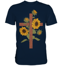Laden Sie das Bild in den Galerie-Viewer, Religion Sonnenblumen Kreuz T-Shirt Christlicher Gärtner Geschenk