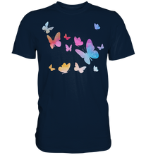 Laden Sie das Bild in den Galerie-Viewer, Aquarell Farbenfrohe Schmetterlinge T-Shirt