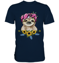 Laden Sie das Bild in den Galerie-Viewer, Faultier Sonnenblumen T-Shirt Gärtner Geschenk Garten Motiv