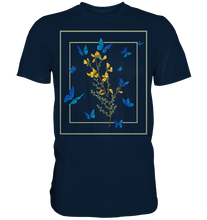 Laden Sie das Bild in den Galerie-Viewer, Frauen Blauer Schmetterling T-Shirt