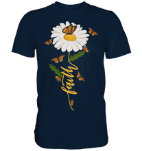 Laden Sie das Bild in den Galerie-Viewer, Faith Gänseblümchen Schmetterling Christlicher Gärtner Shirt Garten Motiv