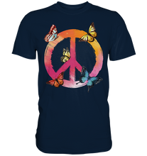 Laden Sie das Bild in den Galerie-Viewer, Buntes Peace Symbol Frauen Schmetterling T-Shirt