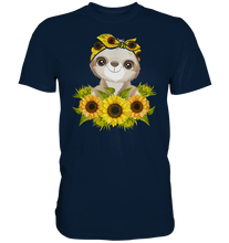 Laden Sie das Bild in den Galerie-Viewer, Faultier Sonnenblumen T-Shirt Garten Motiv Gärtner Geschenk