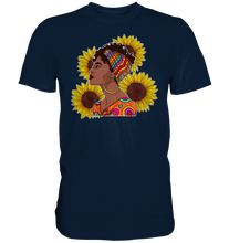 Laden Sie das Bild in den Galerie-Viewer, Stolze Schwarze Frau Sonnenblumen T-Shirt Gärtner Geschenk