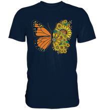 Laden Sie das Bild in den Galerie-Viewer, Schmetterling Sonnenblumen T-Shirt Garten Gärtner Geschenk