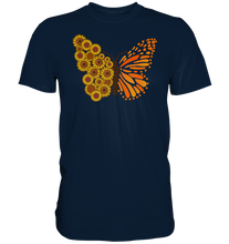 Laden Sie das Bild in den Galerie-Viewer, Sonnenblumen Schmetterling T-Shirt Garten Motiv Gärtner Geschenk