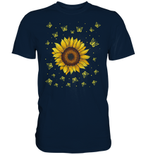 Laden Sie das Bild in den Galerie-Viewer, Sonnenblumen Schmetterling Motiv Gärtner Geschenk Garten T-Shirt