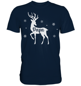 Papa Rentier Weihnachtsoutfit Xmas Schneeflocken Weihnachten Vater T-Shirt