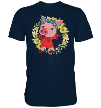 Laden Sie das Bild in den Galerie-Viewer, Schweinchen Sonnenblumen T-Shirt Dabbing Schwein Gärtner Geschenk