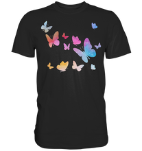 Laden Sie das Bild in den Galerie-Viewer, Aquarell Farbenfrohe Schmetterlinge T-Shirt