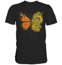 Laden Sie das Bild in den Galerie-Viewer, Schmetterling Sonnenblumen T-Shirt Garten Gärtner Geschenk