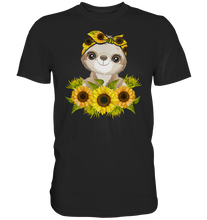 Laden Sie das Bild in den Galerie-Viewer, Faultier Sonnenblumen T-Shirt Garten Motiv Gärtner Geschenk