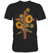 Laden Sie das Bild in den Galerie-Viewer, Religion Sonnenblumen Kreuz T-Shirt Christlicher Gärtner Geschenk