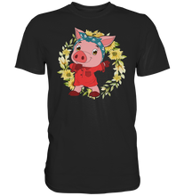 Laden Sie das Bild in den Galerie-Viewer, Schweinchen Sonnenblumen T-Shirt Dabbing Schwein Gärtner Geschenk