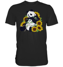 Laden Sie das Bild in den Galerie-Viewer, Panda Sonnenblumen T-Shirt Garten Motiv Gärtner Geschenk