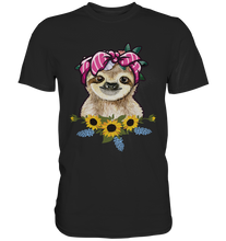 Laden Sie das Bild in den Galerie-Viewer, Faultier Sonnenblumen T-Shirt Gärtner Geschenk Garten Motiv
