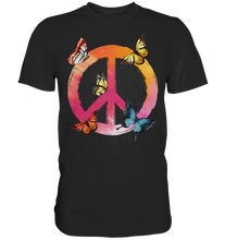 Laden Sie das Bild in den Galerie-Viewer, Buntes Peace Symbol Frauen Schmetterling T-Shirt