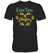 Laden Sie das Bild in den Galerie-Viewer, Garten Chefin T-Shirt Sonnenblumen Garten Motiv Gärtner Geschenk