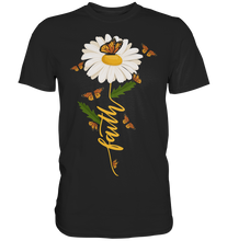 Laden Sie das Bild in den Galerie-Viewer, Faith Gänseblümchen Schmetterling Christlicher Gärtner Shirt Garten Motiv
