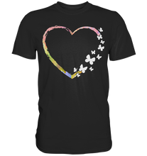 Laden Sie das Bild in den Galerie-Viewer, Buntes Herz Schmetterlinge T-Shirt