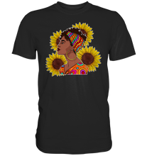 Laden Sie das Bild in den Galerie-Viewer, Stolze Schwarze Frau Sonnenblumen T-Shirt Gärtner Geschenk